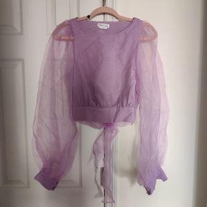 Revolve lovers + friends lilac puff sleeve top